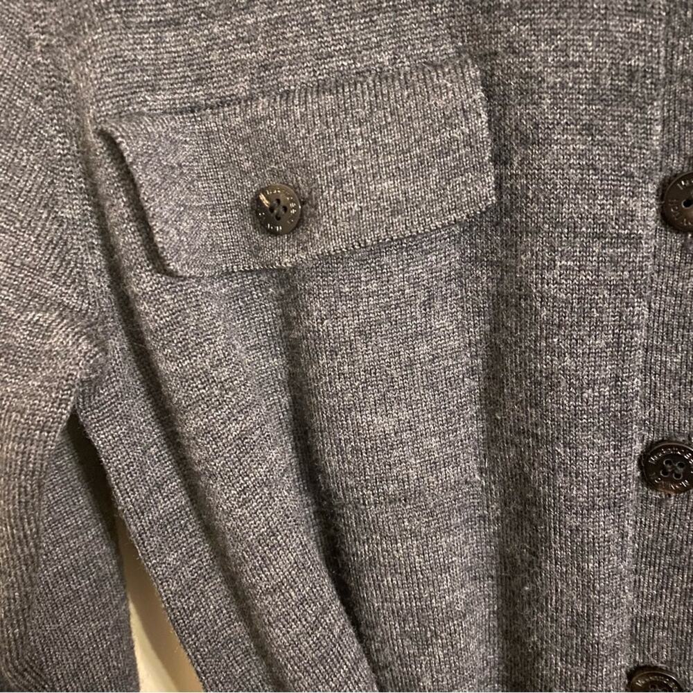 Mademoiselle Non Non Gray Wool Button Down Tie Sweater Medium - Picture 7 of 8